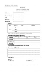 Contoh Rekomendasi Peminatan 2018 Man 2 Kota Kediri